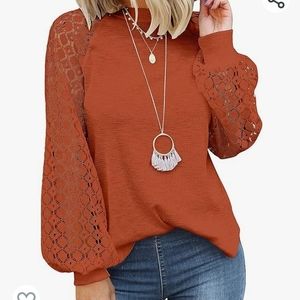 DOROSE Women's Puff Long Sleeve Tops Casual Loose Blouse Shirt sizes M